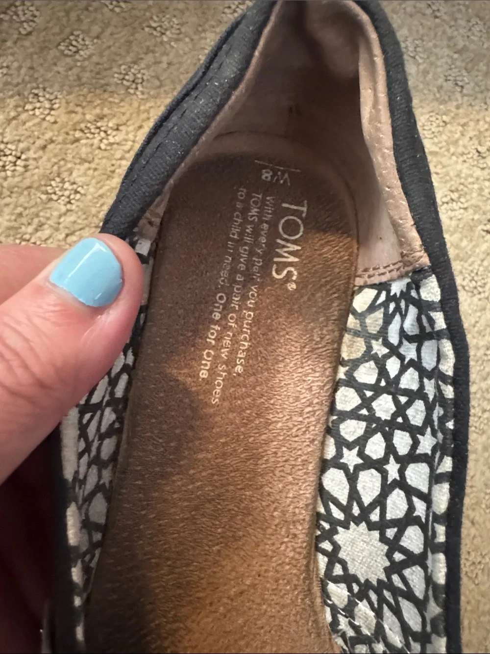 TOMS Women’s Black Canvas Peep-Toe Flats